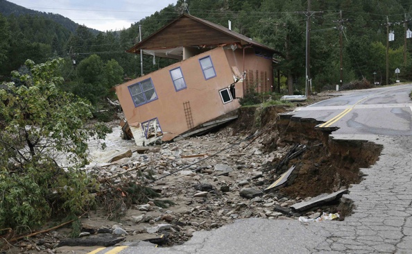 A house destroyed by a flood in Colorado